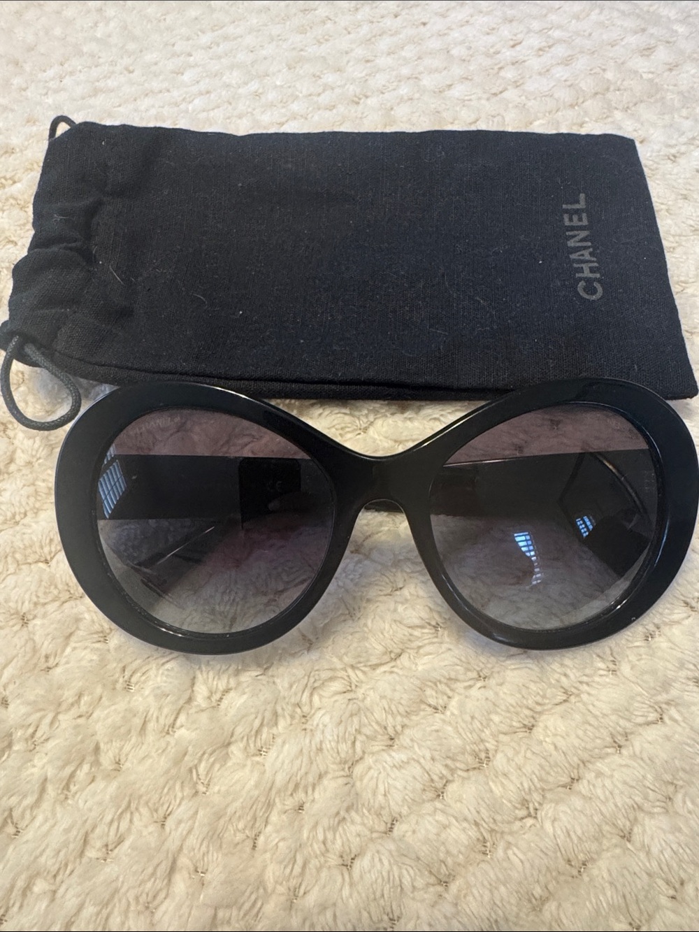 CHANEL Black Oversized Butterfly Sunglasses with Gradient Lenses